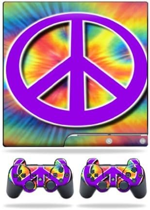 MightySkins Skin Compatible with Sony Playstation 3 PS3 Slim Skins + 2 Controller Skins Sticker Hippie Time