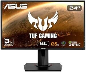 ASUS VG248QG 24″ G-SYNC Gaming Monitor 165Hz 1080p 0.5ms Eye Care with DP HDMI DVI,Black