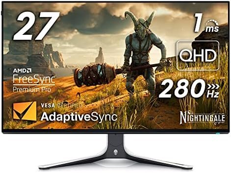 Alienware AW2723DF Gaming Monitor – 27-inch (2560 x 1440) 240Hz Display (DP 1.4), 1ms Response Time, NVIDIA G-Sync, Preset OSD Modes, Height/Tilt/Swivel/Pivot Adjustability – Lunar Light