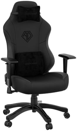 Anda Seat Phantom 3 Leather Gaming Chairs for Adults – Large Wide Seat Gaming Chair with Lumbar Support, Comfortable Premium Video Gaming Seats with Headrest – Black Gaming Chair with Cushion