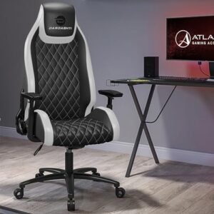 Atlantic Gaming, Office High Back Computer Chair Racing Executive Ergonomic Adjustable, Swivel, Reclining & Armrest, Lumbar Support, Arctic White