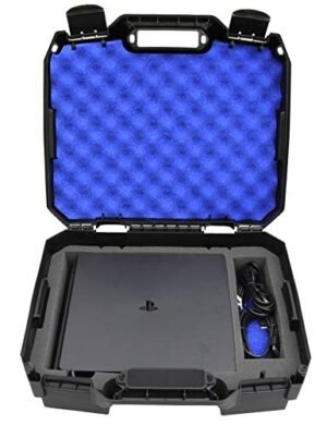 CASEMATIX Travel Case Bag Compatible with PlayStation 4 Slim 1TB Console and Accessories such as Controllers, Games, Cables, Will Not Fit Other PS4 Models, Includes Case Only