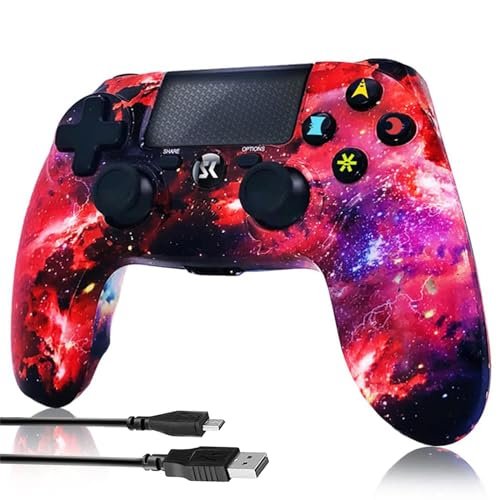 Controller for PS4, Wireless Controller for Sony PlayStation 4/Slim/Pro, Remote Control with 6-Axis Motion Sensor/Double Vibration/Sensitive Touch Pad/Speaker & 3.5mm Audio Jack/800mAh Battery, Red