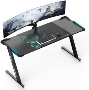 EUREKA ERGONOMIC Gaming Desk with Led Lights, RGB Gaming Table,60 Inch Computer Desk Home Office Desk Large Table for Study pc Desk with Mouse Pad z60 Gamer Desk