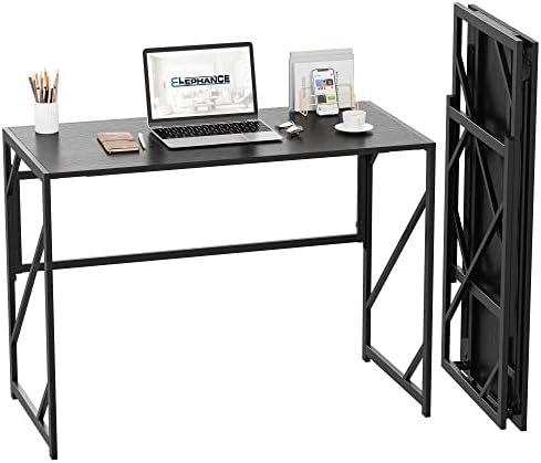 Elephance 40″ Folding Computer Desk No Assembly Needed Foldable Small Home Office Desk Study Writing Desk Gaming Table for Small Space