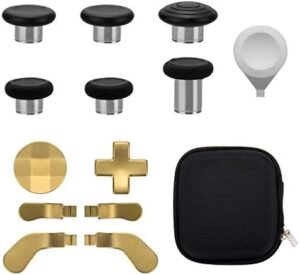 Elite Series 2 Controller Accessories, Metal Thumbsticks Replacement Parts for Xbox One Elite Series 2 Controller Model 1797, Metal Mod Swap Joysticks, Paddles, D-Pads, Adjustment Tool(Gold)