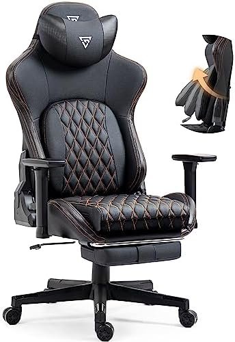 Gaming Chair- Gaming Chair with Footrest, Ergonomic Gaming Chair for Heavy People for Adult, Big and Tall Office PC Chair Gaming, 400LBS, Black