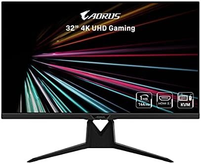 Gigabyte AORUS FI32U 32″ 4K SS IPS Gaming Monitor, Exclusive Built-in ANC, 3840×2160 Display, 144 Hz Refresh Rate, 1ms Response Time (GTG), 1x Display Port 1.4,2x HDMI 2.1,2x USB 3.0,with Type-C,BLACK