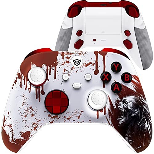 HEXGAMING ADVANCE Wireless Controller for Xbox Series X & S, for Xbox One, and for Windows 7/8/10-4 Remappable Back Buttons – Triggers Stop – Interchangeable Thumbsticks – Blood Zombie