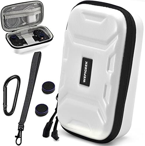 Hard Case for Backbone One Controller iOS/Android/Playstation Edition Design Perfect Groove,Strong Strap,Soft Lining,Pockets for Accessories Come with Carabiner &Thumbsticks-White