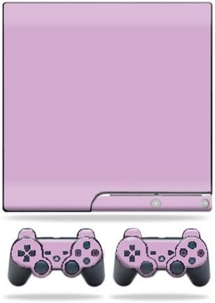 MightySkins Skin Compatible with Sony Playstation 3 PS3 Slim Skins + 2 Controller Skins Sticker Solid Purple