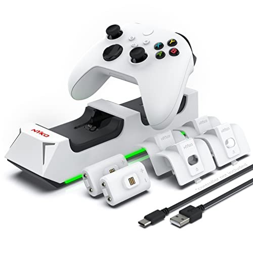 Nyko Charging Station for Xbox Series XS and Xbox – Charge Base for 2 Xbox Controllers w/LED Indicators and Extra USB Port – Xbox Controller Charge Stand w/Rechargeable Batteries – Xbox Accessories