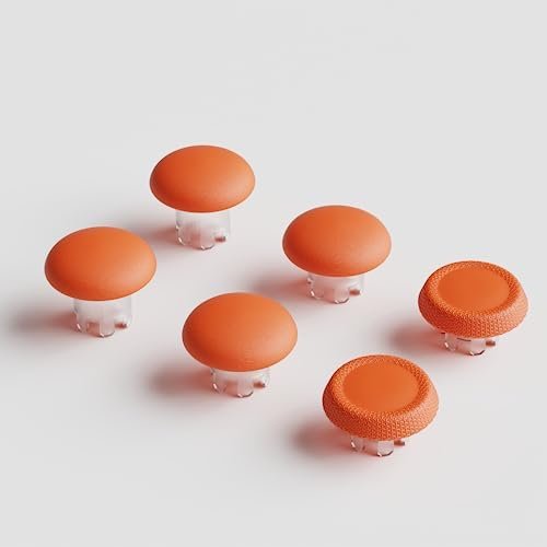 Performance Thumbstick Caps Replacement Kit for PS5 DualSense Edge Controller, Thumb Stick Grips Accessories for PlayStation 5 Pro Elite Controller (Standard Concave*2, Low Dome*2, High Dome*2-Orange)