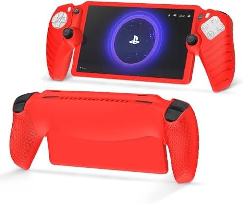 Protective Case for Playstation Portal, PS5 Portal Remote Player Silicone Case Cover All-Around Protection and Non-Slip Thumb Grips Accessories for Playstation Remote Player Case (Red)