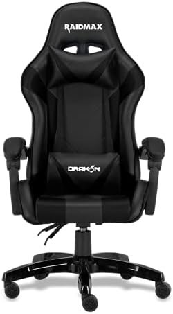 Raidmax DK709 Drakon Computer Gaming Chair for Adults Racing Gaming Chair Office Gaming Chairs Ergonomic Gaming Chair PC Gaming Chair PU Leather Seat Headrest – Gaming Chair Black Gaming Chair