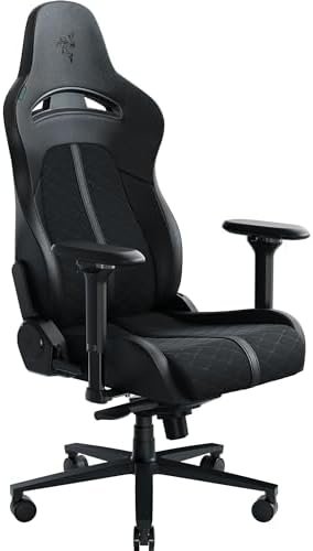 Razer Enki Gaming Chair: All-Day Comfort – Built-in Lumbar Arch – Optimized Cushion Density – Dual-Textured, Eco-Friendly Synthetic Leather – Reactive Seat Tilt & 152-Degree Recline – Black