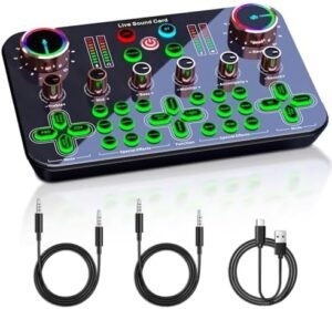 Streaming Audio Mixer, Gameing Audio Mixer, Audio Interface,Dj Mixer, 48V Phantom Power for Live Streaming, Youtube, Vocal, TikTok, Podcast Recording, Game Voice, PC