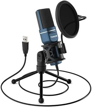 TONOR USB Microphone, Computer Cardioid Condenser PC Gaming Mic with Tripod Stand & Pop Filter for Streaming, Podcasting, Vocal Recording, Compatible with Laptop Desktop Windows Computer, TC-777