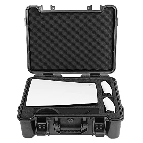 TORIBIO Waterproof Hard Shell Case for PS5, Travel Case Compatible with PlayStation 5 Console, Controllers, Headset Accessories, Drop-proof Box Carrying Case with Customizable Foam Interior