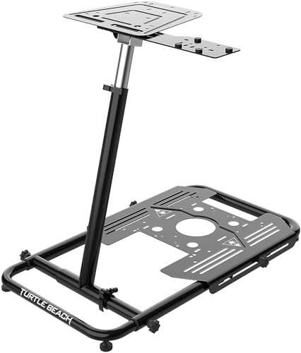 Turtle Beach VelocityOne Universal Stand for Flight Simulation & Racing Simulation Accessories with adjustable height design, metal construction, and fold flat design for PC & Xbox – Black