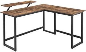 VASAGLE L-Shaped Computer Desk, Industrial Workstation for Home Office Study Writing and Gaming, Space-Saving, Easy Assembly, 55.1”D x 51.2”W, Rustic Brown