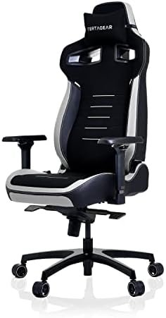 VERTAGEAR PL4800 Ergonomic Big & Tall Gaming Chair Featuring ContourMax Lumbar & VertaAir Seat Systems – RGB LED Kits Upgradeable – Black/White