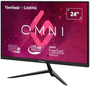 ViewSonic Omni VX2428 24 Inch Gaming Monitor 180hz 0.5ms 1080p IPS with FreeSync Premium, Frameless, HDMI, and DisplayPort, Black