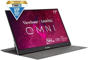 ViewSonic VX1755 17″ 1080p Portable IPS Gaming Monitor with 144Hz, AMD FreeSync Premium, 2 Way Powered 60W USB C, Mini HDMI, and Built in Stand with Cover for Home and Esports (Renewed)