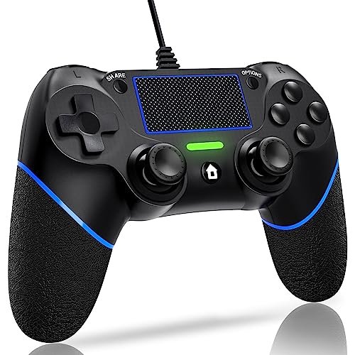 Wired Controller for PS4 Controller Wired for Sony Playstation 4/Pro/Slim and PC Windows 11/10/8/7 with Double Vibration and Motion Motors, Wired PC Controller for PS4 Remote