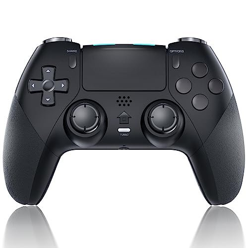 Wireless Controller Compatible with PS4/Pro/Slim/PC, Game Remote for Playstation 4 Controller with Enhanced Precision Joystick/Turbo/Double Shock/Audio/6-Axis Gyroscope/800mAh(Black)