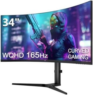 Z-Edge UG34 34″ Ultrawide 2K Curved Gaming Monitor with 165Hz Refresh Rate, 21:9 Aspect Ratio, 1ms MPRT, 3440×1440 Resolution, 1500R Curvature, VA Panel, 178 Viewing Angles, AMD Freesync