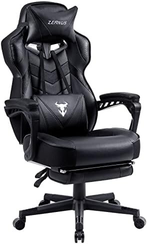 Zeanus Gaming Chairs with Footrest Recliner Computer Chair for Adults Massage Chair Big and Tall, Ergonomic Office Gamer Chair for Heavy People Recliner For Racing, Black