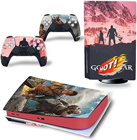 rilixuy Games Skin Stickers Cover for Playstation 5 Console,Ps5 Dualsense Controller Decal,Durable,Scratch Resistant,Bubble-Free,Compatible with Playstation 5 Disk-god-2