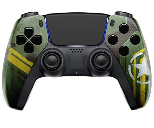 MODDEDZONE Wireless Controller for PS5 with Exclusive and Unique Designs Compatible with PlayStation 5 and PC – The Ideal Christmas Gift for Gaming Enthusiasts – Expertly Crafted in USA Army Mecha