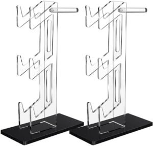 2 Pcs Game Controller Holder 3 Tier Acrylic Controller Holders Game Controller Stand Tower for Headphone Gaming Accessories Compatible with Switch Xbox Ps5 Ps4 Display Organizer Desk