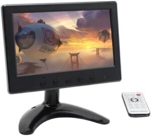 7 inch Mini Monitor IPS HD 1080P Small Monitor, HDMI/BNC/AV/VGA/USB 5 in 1 Display for PC/TV/DVD/Raspberry PI/CCTV/Camera/Gaming,Built in Speakers & Remote Control