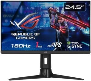 ASUS XG256Q 24.5′ Gaming Monitor Full HD IPS180Hz. 1ms GTG, Extreme Low Motion Blur, G-Sync compatible, FreeSync Premium technology