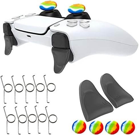 Accessories Kit Bundle for PS5 DualSense Controller, 10pcs Spring Trigger + 4pcs Silicone Thumb Grips Joystick Caps + 1pair L2 R2 Trigger Extender for Playstation 5 Controller