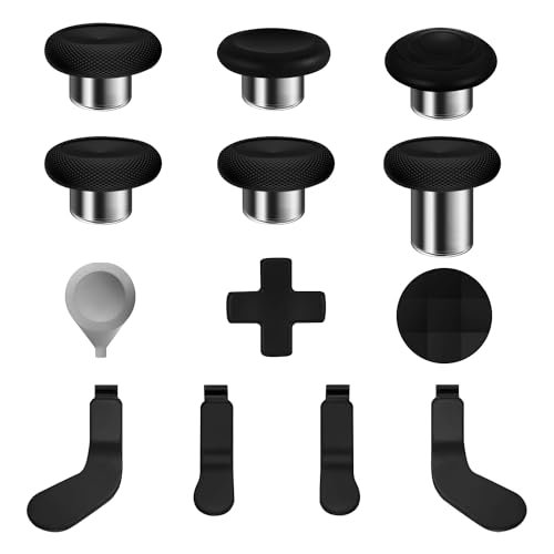 Accessories for Xbox One Elite Series 2 Controller, 13 IN 1 Replacement Parts for Xbox One Controller Elite 2 Core Replacement Thumbsticks, Metal Mod 6 Swap Joystick, 4 Paddles, 2 D-Pads,1 Tool, Black