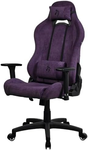 Arozzi Torretta Soft Fabric Gaming Chair, Breathable Fluid-Repellent Ergonomic Office Chair with Adjustable Height, 3D Armrest & 2 Supportive Pillows (Purple)