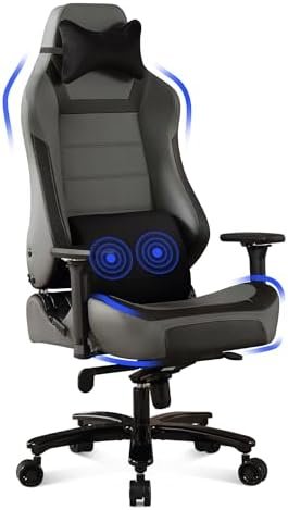 Blue Whale 450lbs Gaming Chair High-Back Big and Tall Gaming Chair Ergonomic Gaming Chair with Massage Function for Adults Ergonomic Heavy Duty Office Chair with Widen Metal Base