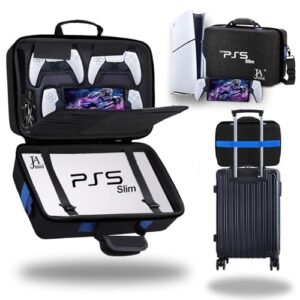 Carrying Case Compatible with PS5 Slim New Model & PlayStation Portal, Protective PlayStation 5 Portable Travel Hard Shell Storage Bag Holds Console, Controller, Games, Headset and Accessories (Black)