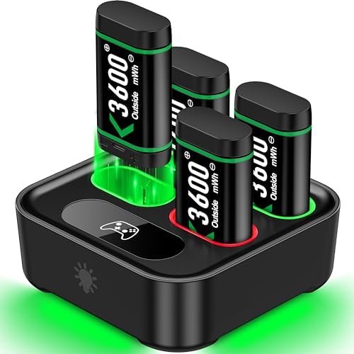 Charger for Rechargeable Xbox One Controller Battery Pack-4 X 3600mWh High Capacity Battery for Xbox One X S Elite/Series X S w/Long-Lasting Play-Fast Charging Accessory Kit for Xbox One