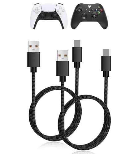 Charging Cable for PS5 and Xbox Series X/S Controller,Nintendo Switch Controller,Xbox Elite Controller Series 2,2 Pack 9.8FT Replacement USB C Cable Nylon Braided Type-C Ports Accessories Kit