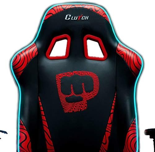 Clutch Chairz Throttle Series Pewdiepie Edition LED Gaming Chair – Premium Ergonomic Design, Lumbar and Head Support Pillows – Black/Red