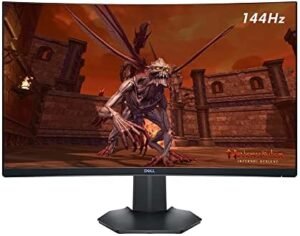 Dell 2022 S2721HGF 27″ 144Hz FHD LED Curved Gaming Monitor, 1920 x 1080 Resolution, Adaptive-Sync, 144Hz Refresh Rate, 16:9 Aspect Ratio, 178 Viewing Angles, HDMI, DisplayPort, Audio line-Out, Black