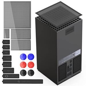 Dust Filter Cover with Dust Plugs for Xbox Series X Console,Top Dustpoof Mesh Case Vent Filter PVC Cover,Silicone Dust Plugs for USB/HDMI Port,Thump Grip Caps for Xbox Series X Accessory