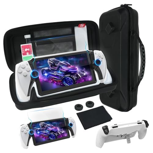 EVA Carrying Case for Playstation Portal, 6 in 1 Playstation Portal Accessories Kit,With PS Portal HD Screen Protector,Thumb Cap,Black