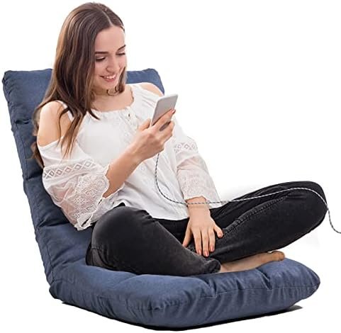 FLOGUOR Floor Chair, Floor Lounger Chair 42-Position Recliner Adjustable Foldable Video Gaming Meditating, Reading, Padded Comfortable Seat, Indoors (Blue) 8812DB