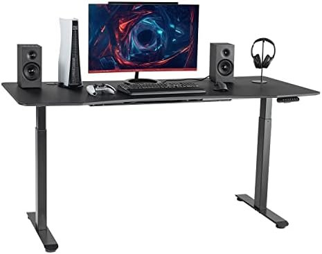 FinerCrafts Standing Desk 71″ x 32″ Inches Dual-Motor Height Adjustable Desk Electric Sit Stand Desk Home Office Desks Whole Piece Desk Board (Gaming Style Desktop/Black Frame)…